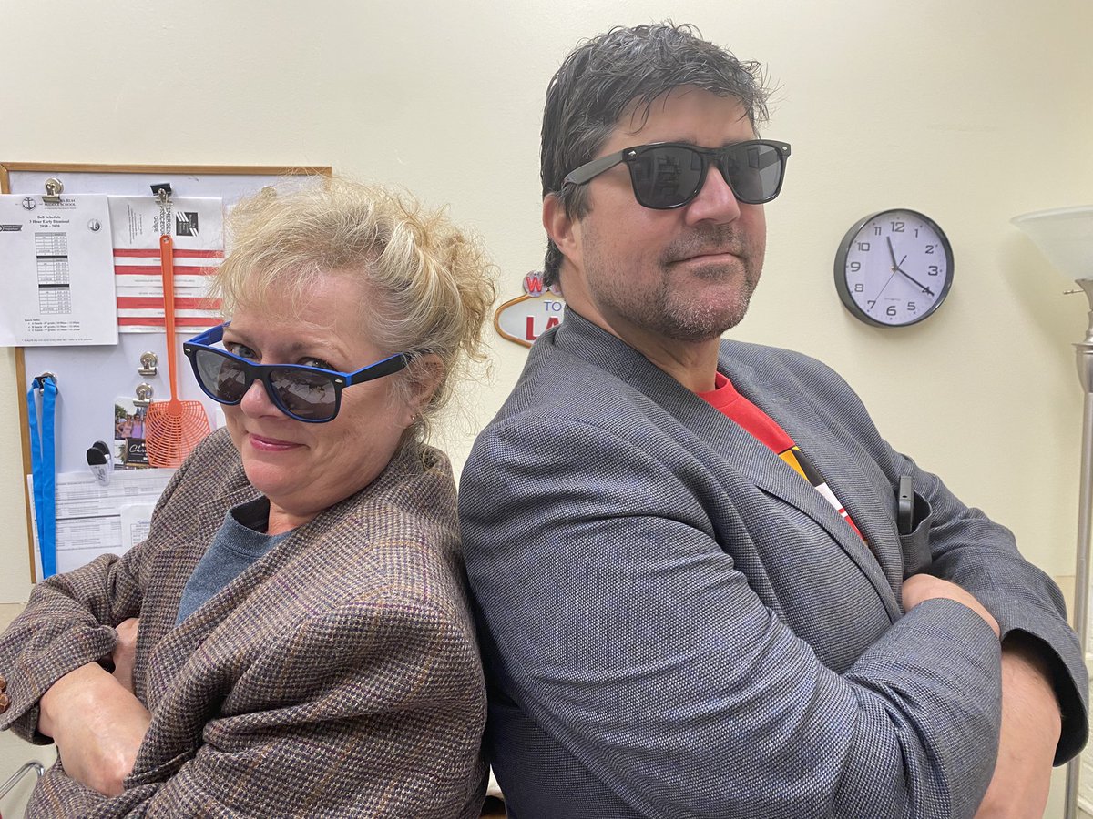StemmersRunMS's tweet photo. It’s Mr. Lige Day and everybody’s celebratin’! We’re lucky to have great administrators, including @DaveLige! Today we honored him by trying to copy his smooth style and helpful nature. Not easy to do! @SRMS_Principal @SMessmore_SRMS @MrPiscopoSRMS @BaltCoPS https://t.co/X6H81qt0qq