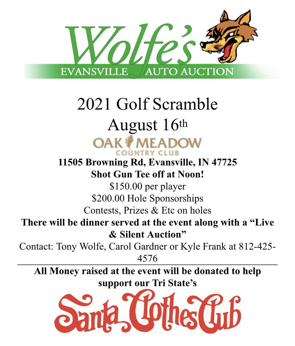 Come join us on August 16th at Oak Meadow Country Club!