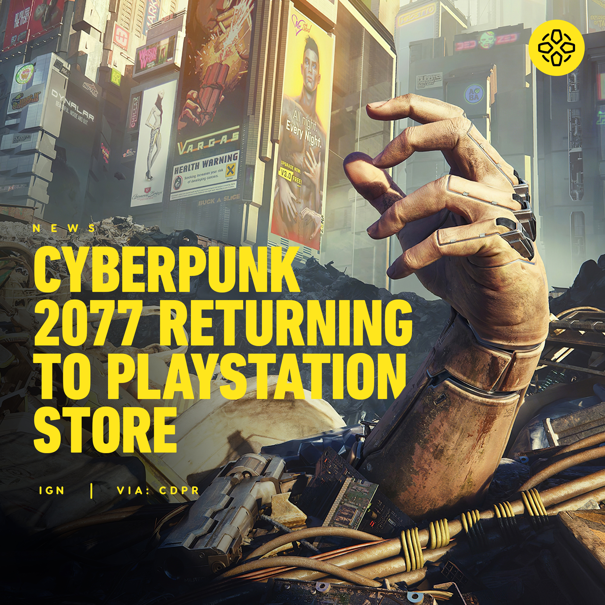 Cyberpunk 2077 está disponível para PS4 na PlayStation Store