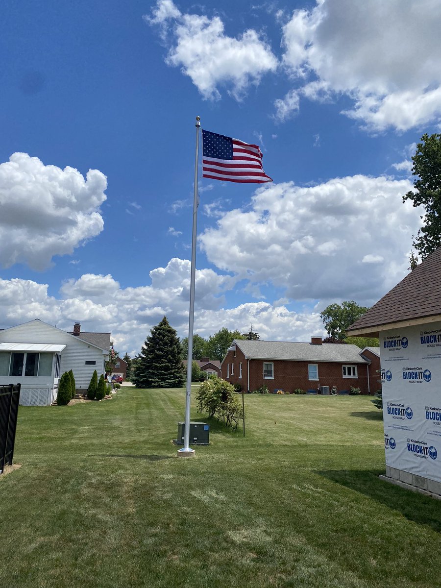 Another day, another flagpole installed!  We put up this 30ft aluminum pole at a house in Carey, Ohio.  It has a 5ft x 8ft American-made US flag on it.  #ToledoFlags