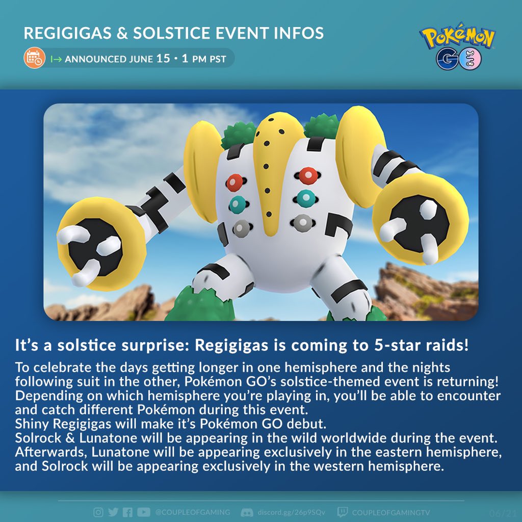 It's a solstice surprise: Regigigas is coming to five-star raids