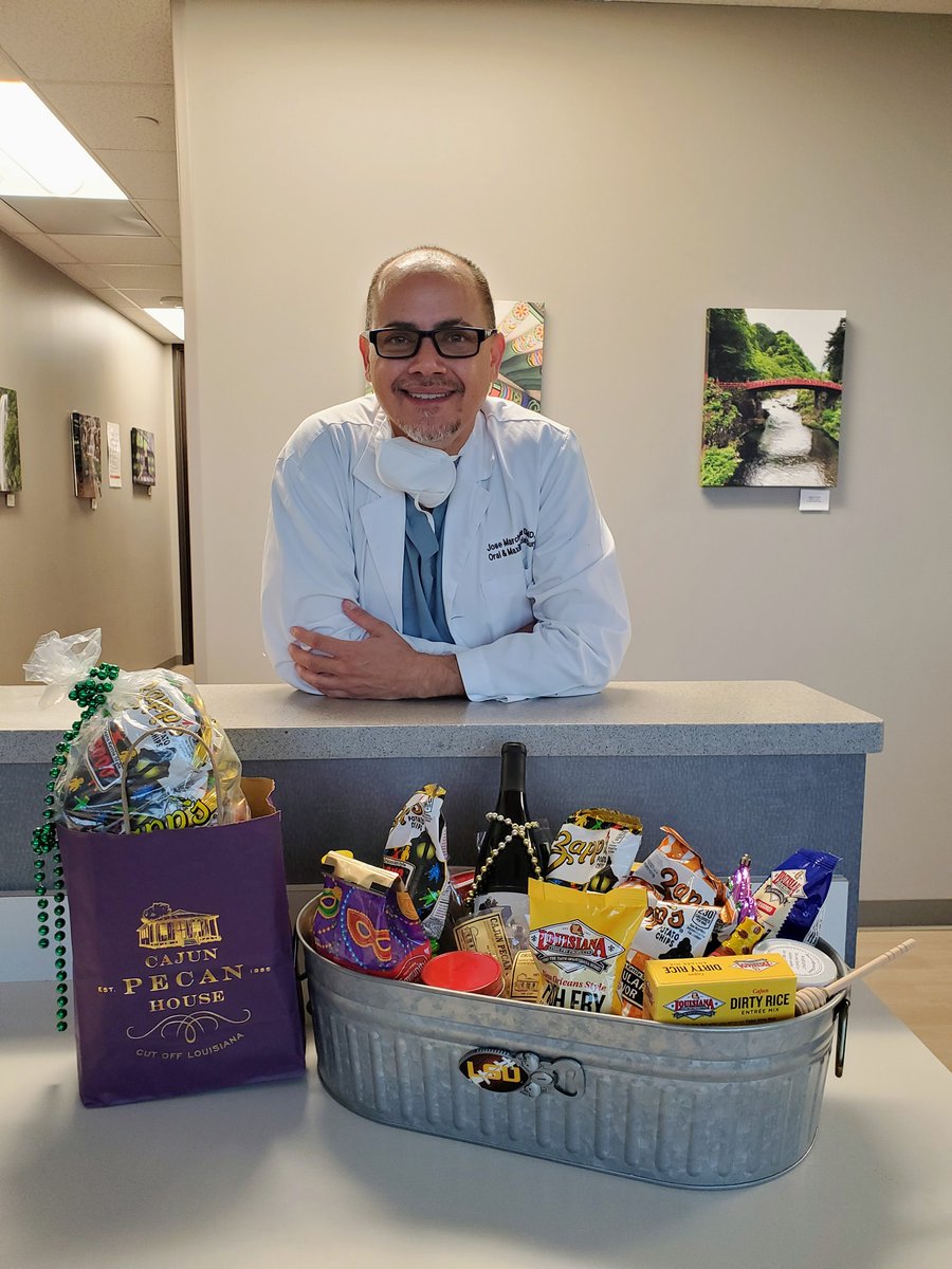 We have the best patients! Dr. Marchena recently treated a patient from Louisiana who brought a big *Thank You* basket for him and the staff with goodies from the Bayou!
