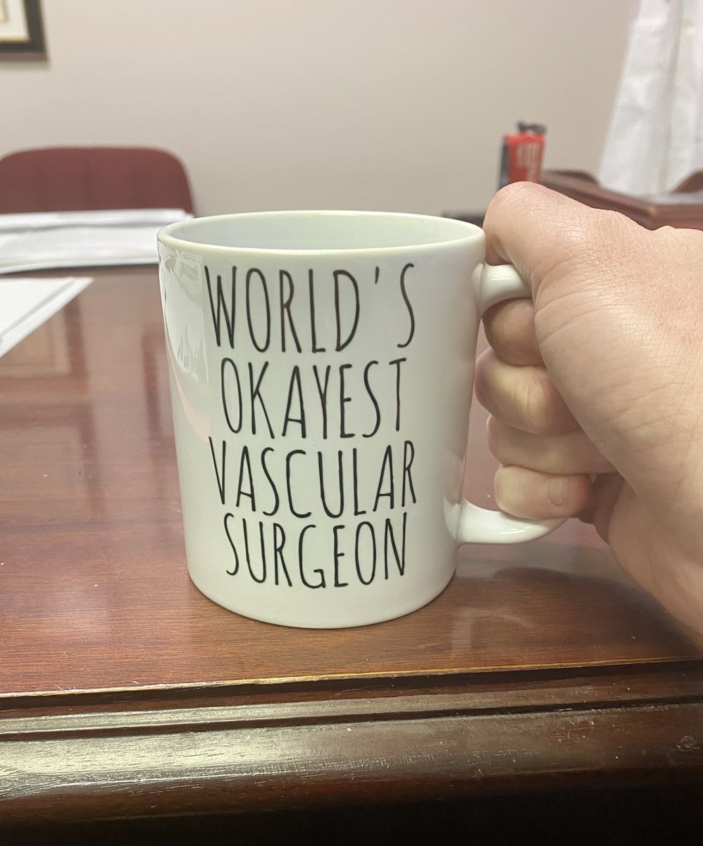 BillBeckerman's tweet image. Office hours.
Patient: “You look pretty young for a surgeon.”
Me: “Thanks, you can’t see my grey hair under my scrub cap.”
Pt: “So you’ve done a lot of these surgeries?”
Me: “Plenty. Maybe one, two a week.”
(Confidently takes a sip of coffee from the mug @DanHan just sent him)