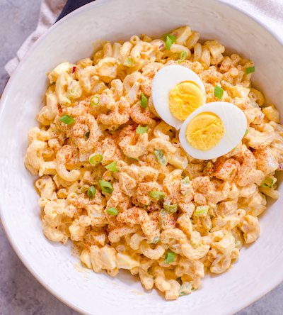 Deviled Egg Pasta Salad is the side dish your BBQ needs!  <a href="/MNchicken/">Minnesota Chicken</a> Get the recipe: greensnchocolate.com/deviled-egg-pa…