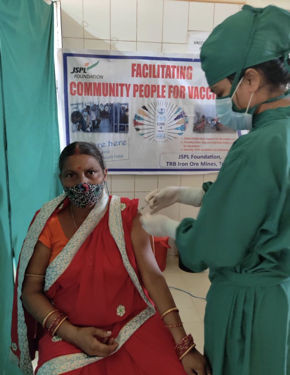 @JSPLFoundation facilitates local #community, the tribal population for registration for vaccination & also supports logistics for them; thus accelerates #immunisation coverage in difficult terrains. #JSPLTensa #COVIDvaccine #WeAreInThisTogether @JSPLCorporate @shallujindal20