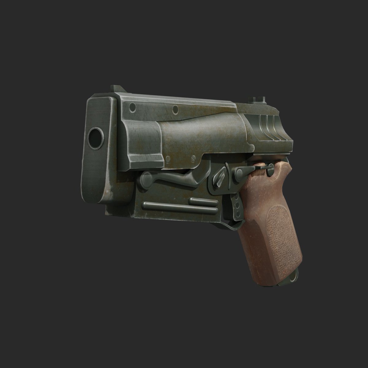breadeadegg's tweet photo. It's been a while since I last modeled/textured a whole 3D asset and dang it was fun and frustrating! I'll be practicing 3D modeling/texturing some more and hopefully, do an art stream in the future.
#blender3d #blender3dart #3dhandpainted #fallout4 #falloutguns #falloutfanart https://t.co/qbNXOQTt8J