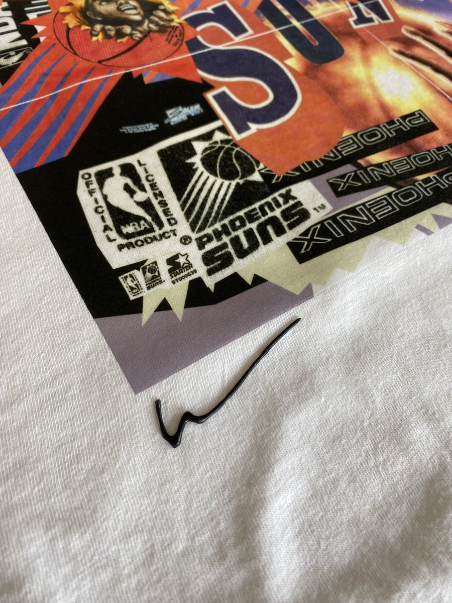 kelseyrushing's tweet photo. I was going to wait to post the final thing *on* but I’m still waiting for my puffy paint signature to dry! I wanted the vibes of all the best vintage Suns shirts (but 💸) so I collaged a bunch together to make myself a new one (including from my perfect vintage sweatshirt) https://t.co/u9BEfT5zMn