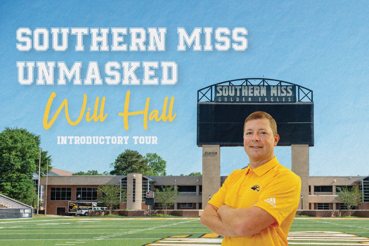 usmalumni's tweet photo. We're taking Coach Hall on the road! 
Catch us and @SouthernMissEC on the Southern Miss Unmasked: Will Hall Introductory Tour coming to a city near you. The first stops - Mobile (https://t.co/5CY0e0zL7M) and Mandeville (https://t.co/xDMqLH148J). 
More cities to be announced soon! https://t.co/3v2vsB9SyJ