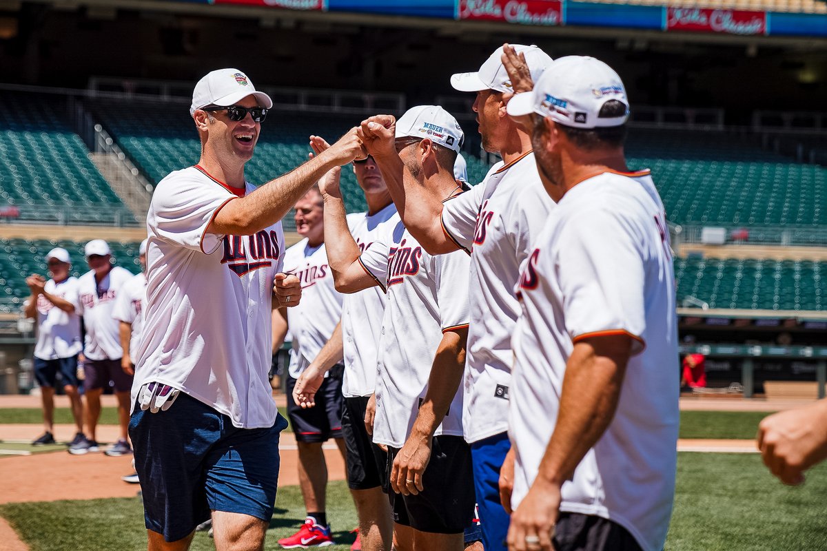 Twins's tweet image. It was fun seeing some old friends and raising awareness for Gillette Children&apos;s Specialty Healthcare at the Mauer &amp;amp; Friends Kids Classic today. Congrats to @trevorplouffe on winning the home run derby! #MauerClassic 

Full photo album: bit.ly/3zyg2r4