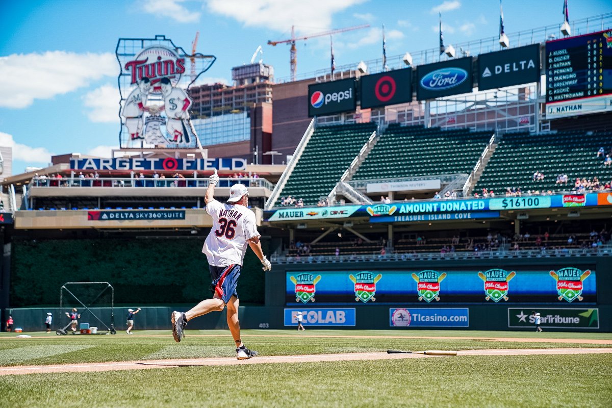 Twins's tweet image. It was fun seeing some old friends and raising awareness for Gillette Children&apos;s Specialty Healthcare at the Mauer &amp;amp; Friends Kids Classic today. Congrats to @trevorplouffe on winning the home run derby! #MauerClassic 

Full photo album: bit.ly/3zyg2r4