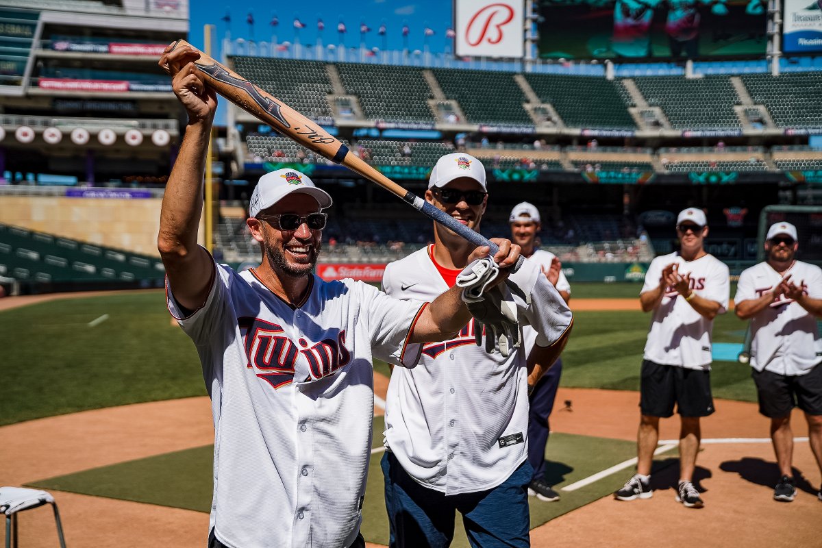 Twins's tweet image. It was fun seeing some old friends and raising awareness for Gillette Children&apos;s Specialty Healthcare at the Mauer &amp;amp; Friends Kids Classic today. Congrats to @trevorplouffe on winning the home run derby! #MauerClassic 

Full photo album: bit.ly/3zyg2r4