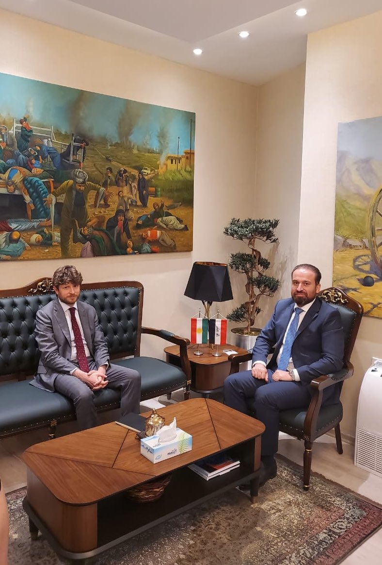 DShadala's tweet photo. Great seeing Consul General of France, @O_Decottignies where we caught up on his latest  activities such as visiting #Shariya IDP camp in Duhok, feedback on #Halabja &amp; Hawar projects &amp; the upcoming Paris International Agricultural Show in February 2022 &amp; our potential attendance. https://t.co/CYWvK0gPeQ