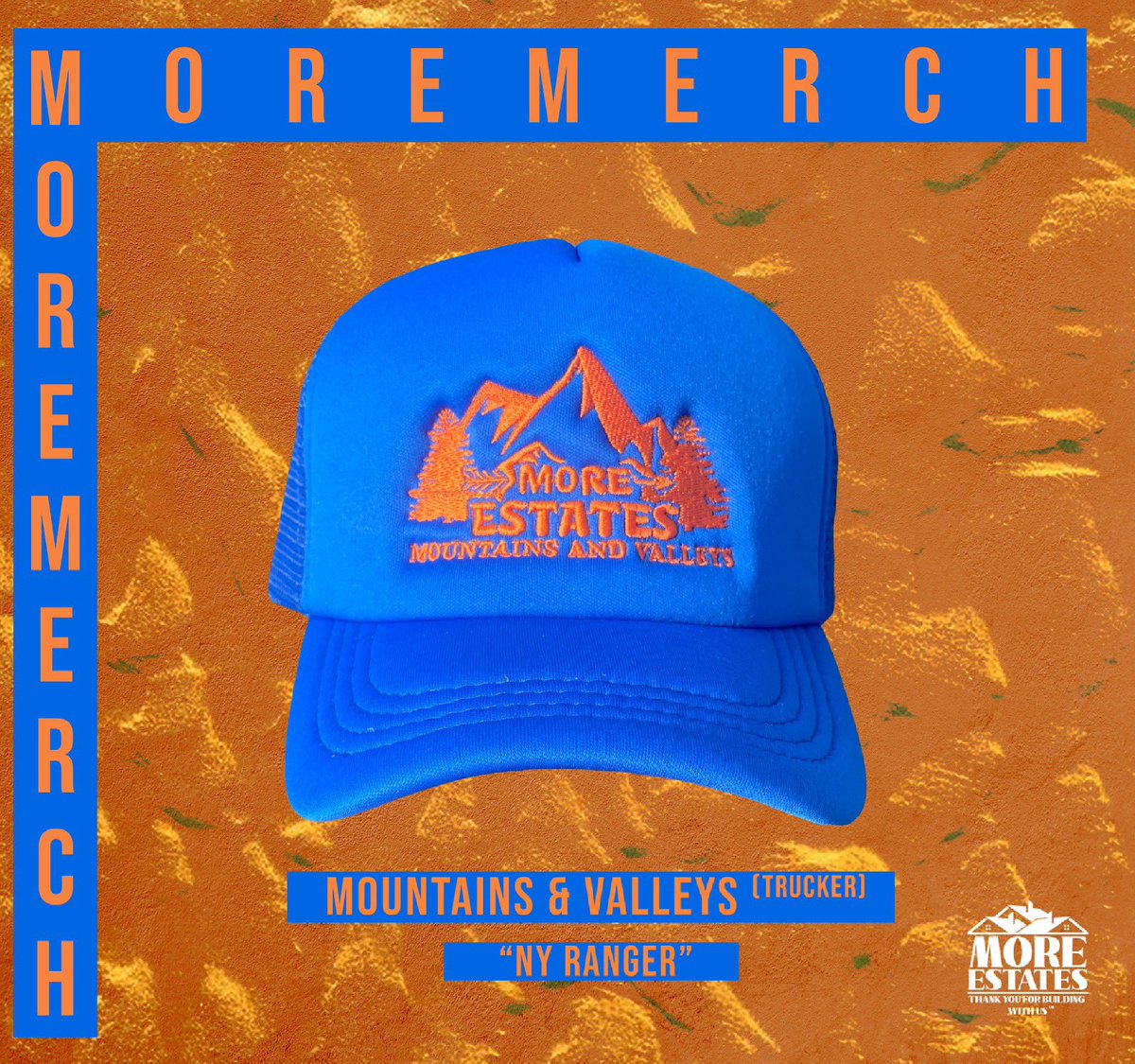 MoreEdterprise's tweet photo. “NY RANGER” MOUNTAINS&amp;VALLEYS TRUCKERS #MoreMerch 

THANK YOU FOR BUILDING WITH US™️ https://t.co/RGZV5BR3w5