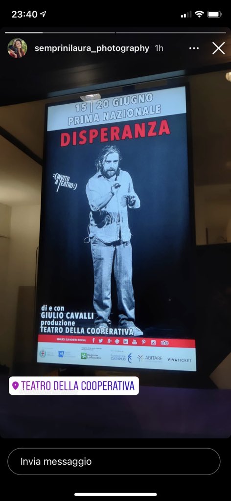 giuliocavalli's tweet photo. Bello. Bellissimo tornare in scena. Quanto mi sei mancato, palco.
#disperanza
(Fino a domenica al Teatro della Cooperativa di Milano. Vi aspetto) https://t.co/L9JPxDsx1K