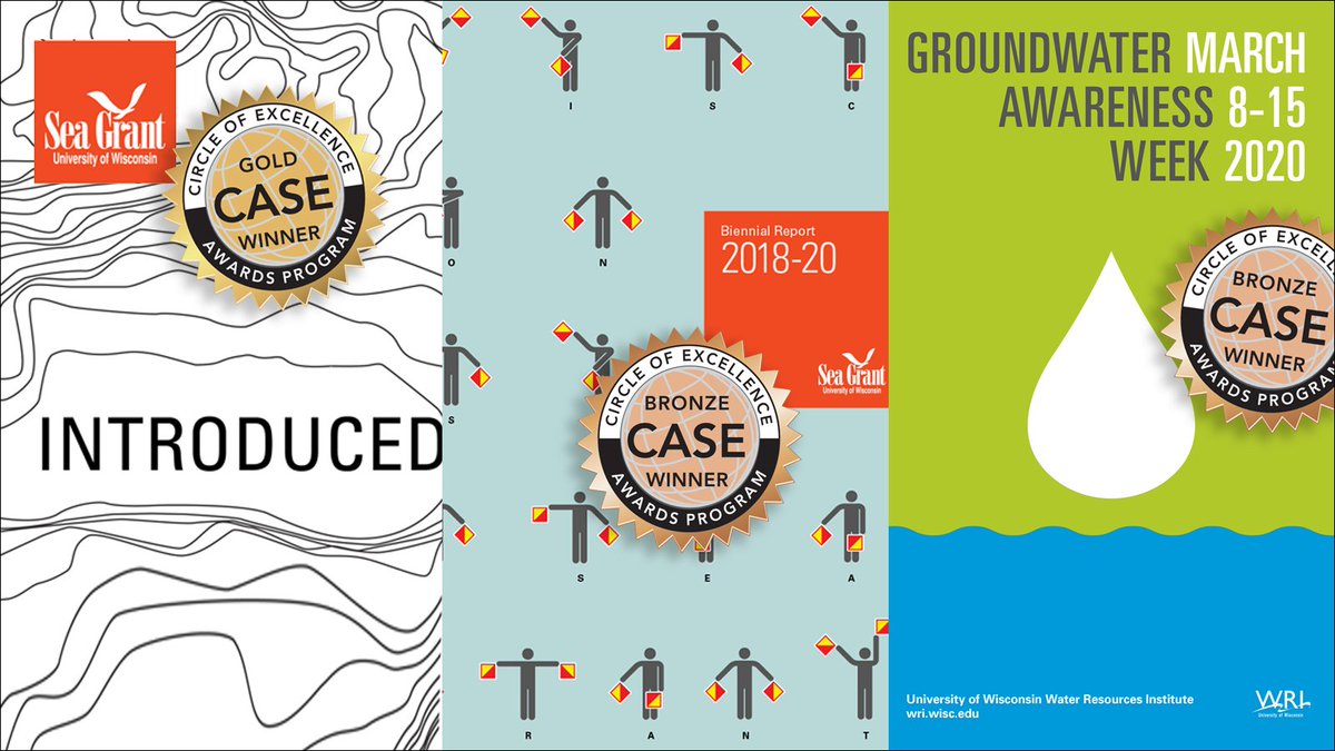 UWiscSeaGrant's tweet photo. Kudos to Sea Grant staff on their recent awards from @CASEAdvance! "Introduced," an #AIS podcast by @BonnieWillison and @SydWidell, took home gold, while two other Sea Grant projects nabbed bronze. Find out more about UW wins: https://t.co/qycpf9NIA6 #casecoe #IntroducedPod https://t.co/3U0pbzIClo