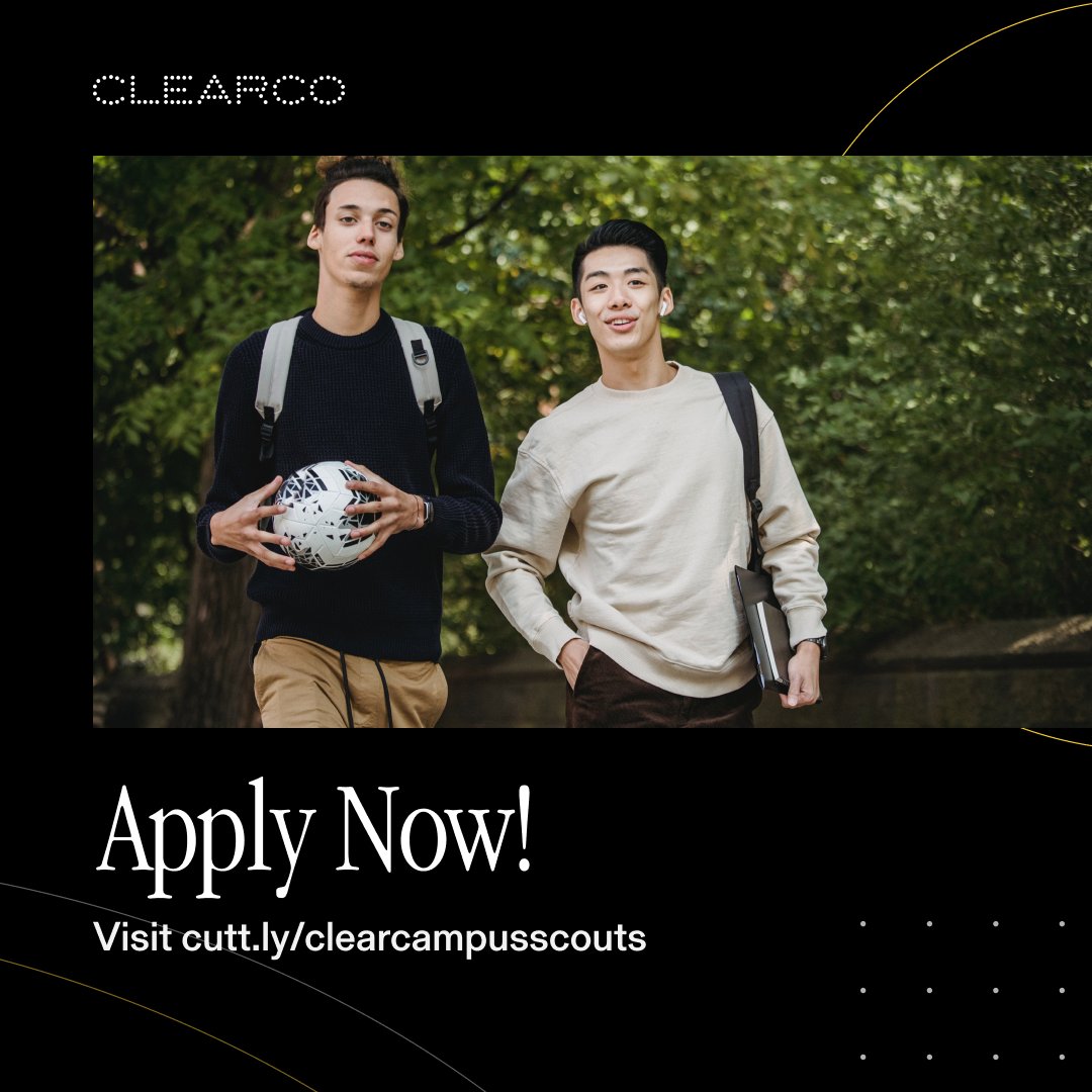 getclearco's tweet photo. 📣 CALLING ALL STUDENTS! are you looking to break into the VC world? 🚀

good news! we’re launching our very own ambassador program and allowing Campus Scouts 🎒 to build their own VC portfolio and represent Clearco on their campus!

apply now! https://t.co/fdXaWkpqCb https://t.co/UKXXR18obq