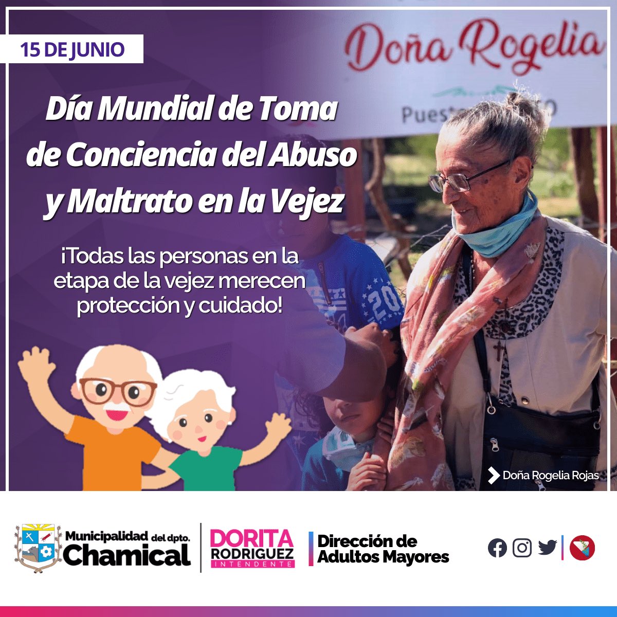 DptoChamical's tweet photo. ✔️Ellos merecen todo nuestro amor, respeto y compresión. 
Su sabiduría y experiencia son y serán parte de nuestra historia. 

¡Los respetemos y valoremos siempre! 👵🏼👴🏼♥️

15 de Junio - Dia Mundial de toma de conciencia del abuso y maltrato en la vejez. https://t.co/DbVl801nhZ