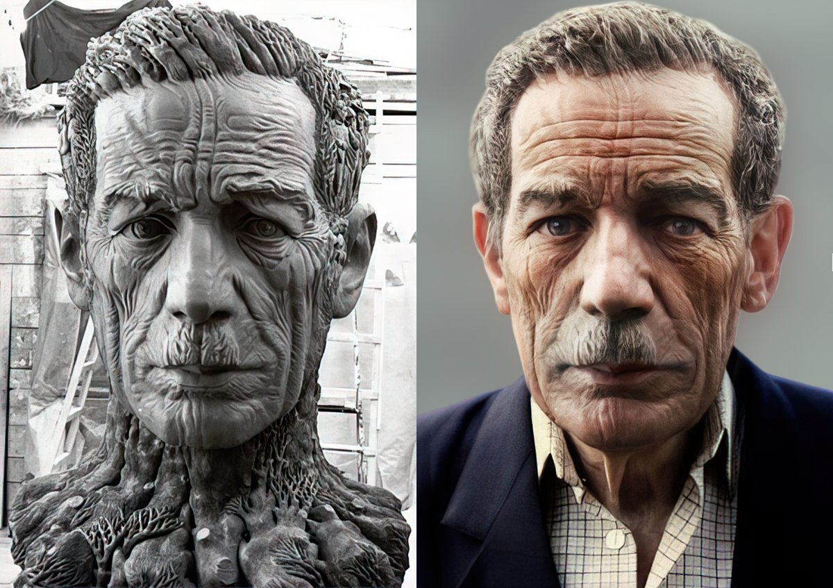 My new visual #experiment. This is the second attempt where I try to turn a bust into a real image. This time I took a statue of the famous #Azerbaijani poet Aliagha Vahid. To be continued. :)