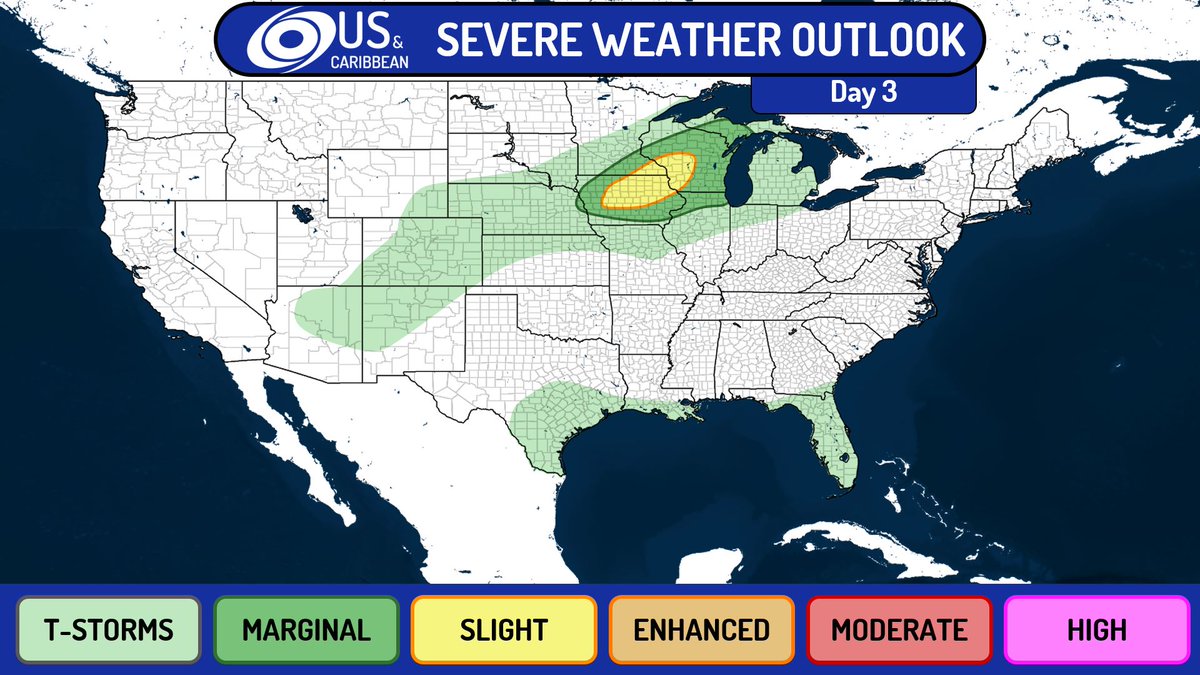 The severe weather risk ticks up for #Nebraska, #Iowa, #Illinois, #Minnesota, #Wisconsin, and #Michigan for our Thursday. The threats as of now for Thursday are looking to be mainly wind and hail. https://t.co/feoqIOuU9L