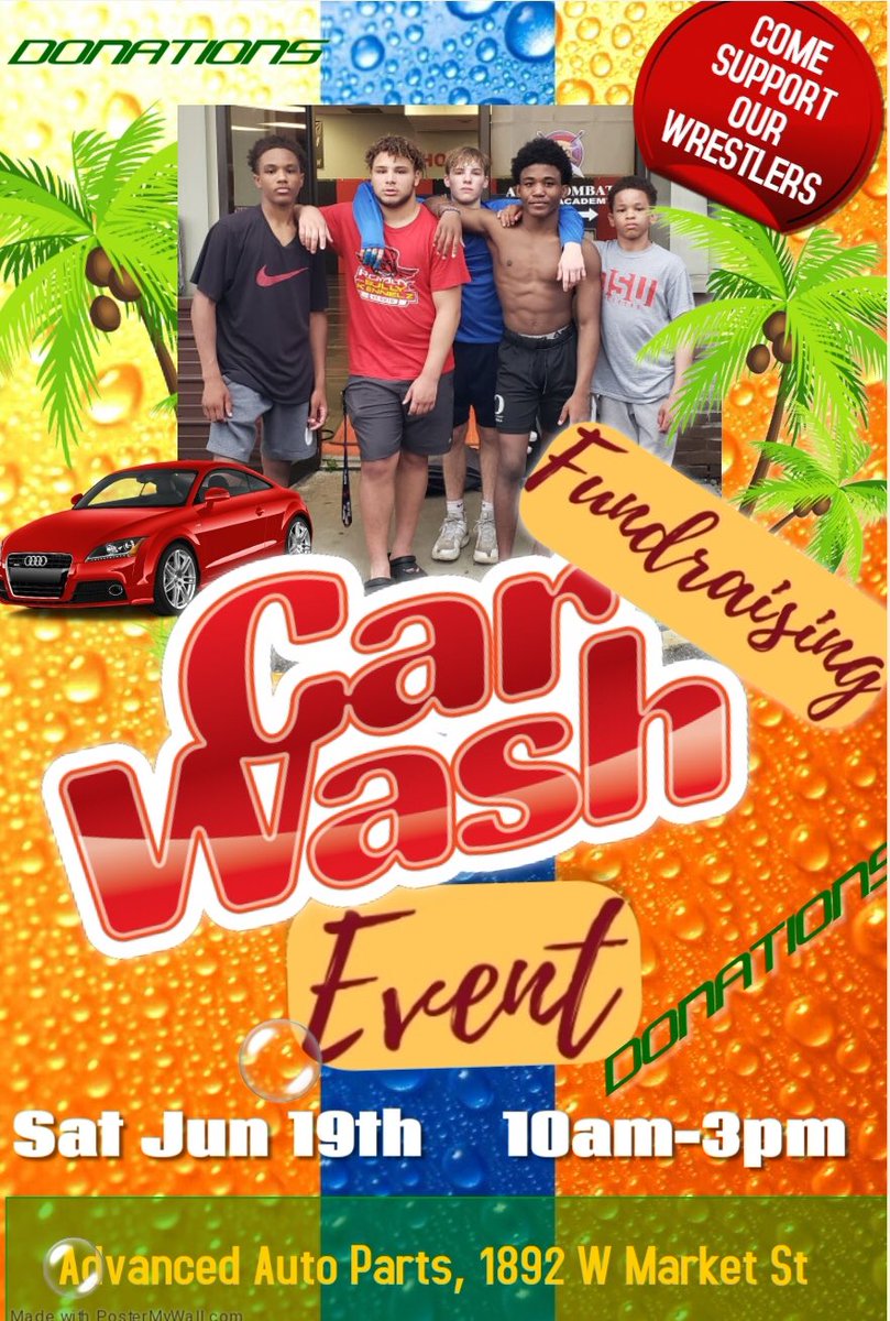 CAR WASH FUNDRAISER‼️ 
This Saturday June 19th from 10am-3pm -  Help support our Copley Wrestlers and State Champions make it to compete one last time at FARGO!! 
See info below!