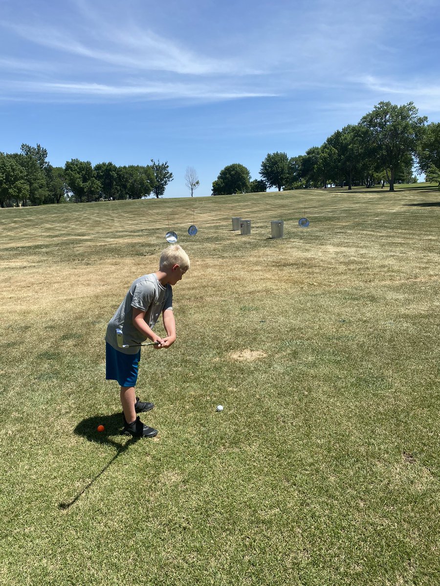 AlexJanssenGolf's tweet photo. Junior camp ✌️- Day ☝️ 
@RockValleyGolf 

Target practice on the range/ pitching it to the famous trash cans/ chipping under the bridge/ tic-tac-toe putting to round it out!

Record turn out this year at 27 kids in Rock Valley. It’s going to be a great week! https://t.co/AjxFG3KqVA