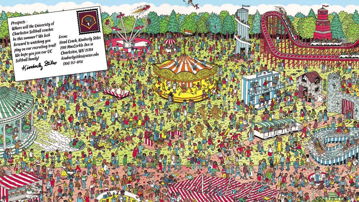 Where will you find us? Action packed next two weeks heading to the Outlaws Showcase in Ohio, WV State High School Tournament and then Scenic City in TN! 

Also, retweet when you find Waldo…just because recruiting is fun! #ucsoftball #futuregoldeneagles