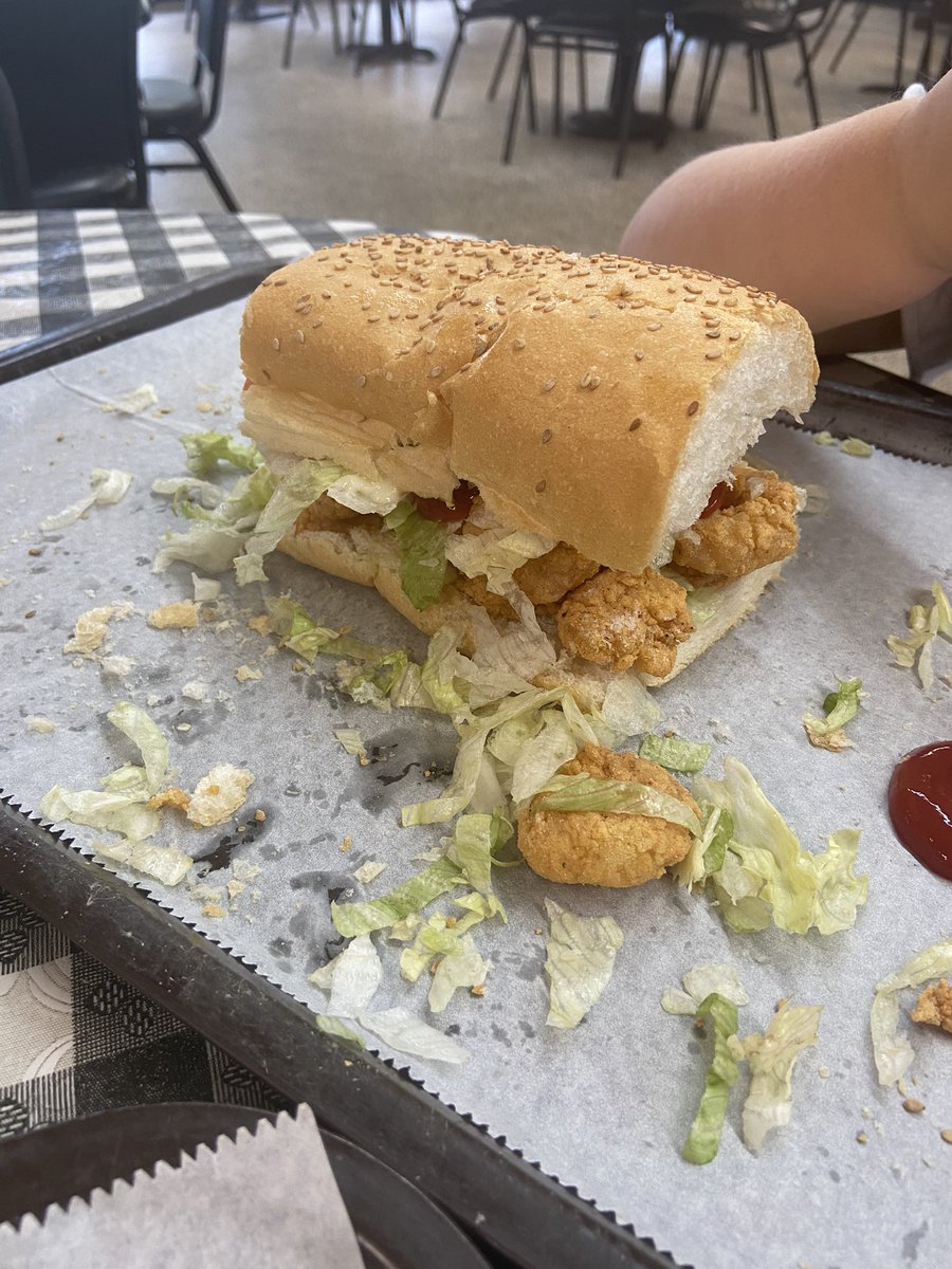 s0urblonde's tweet image. Sailor want to show off her shrimp po boy. #naturallynawlins #nola #redwagon