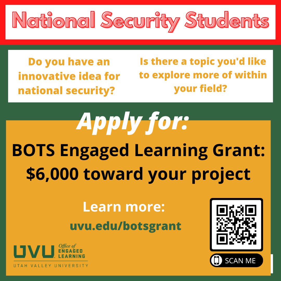 uvu_cnss's tweet image. NSS Students!!

Check out this awesome opportunity! Advance your career, publish research!
 ⬇️ ⬇️⬇️ #natsecatuvu