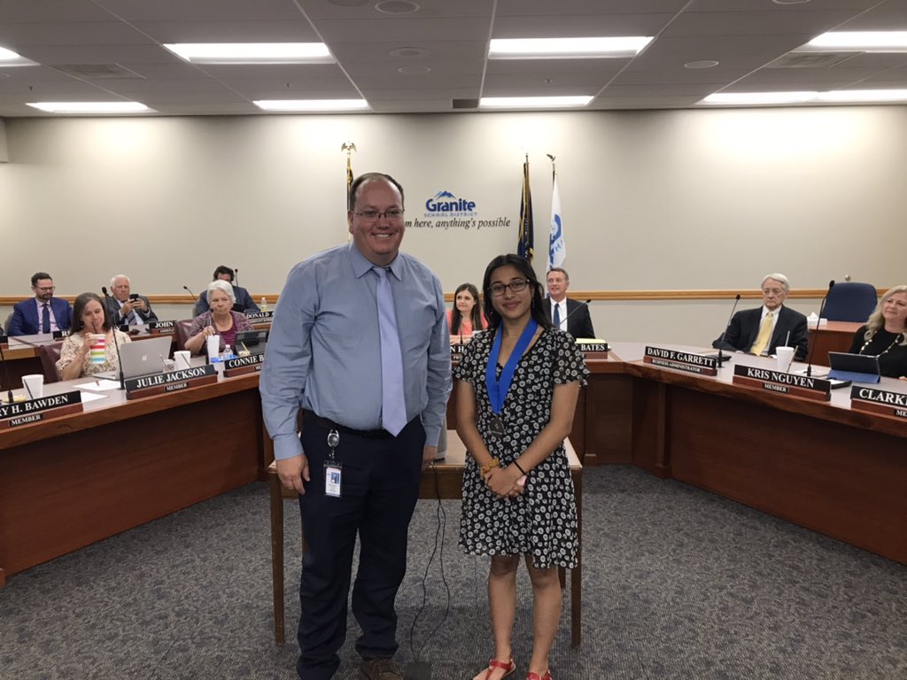 Board recognizes Spring Academic All-State Athletes and Aarushi Verma as the winner of the State Sterling Scholar winner in Social Sciences. #Congrats