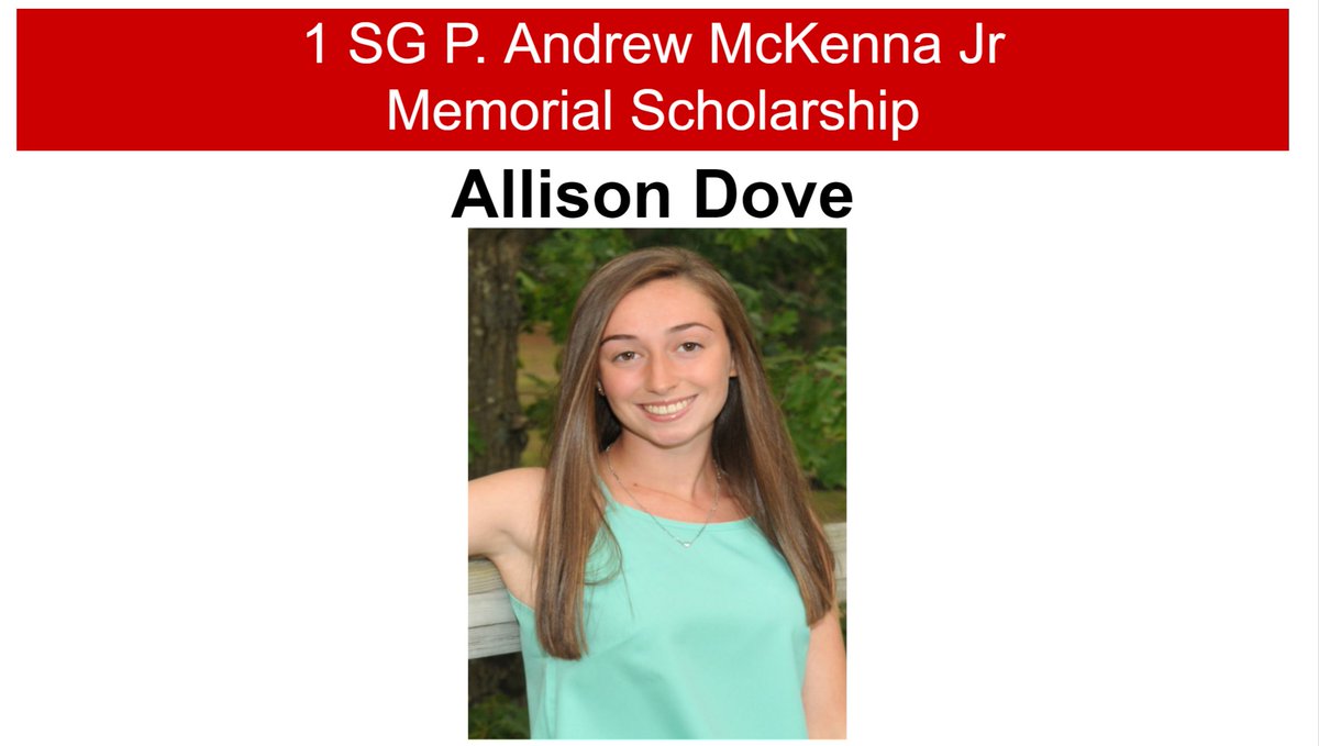 Congratulations to Allison Dove who received the 1 SG P. Andrew McKenna Jr. Memorial Scholarship. #oakerpride