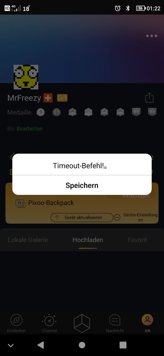 Freezy89's tweet photo. @divoom Just received my Divoom Pixoo Backpack today. Very cool product, ty :) But I've got some issues:
Firmware update doesnt work ("Timeout" message). It doesnt display any images of the community (shows a add sign). Upload image doesnt work (shows a test screen). Anyone? https://t.co/G9xC7SJYZZ