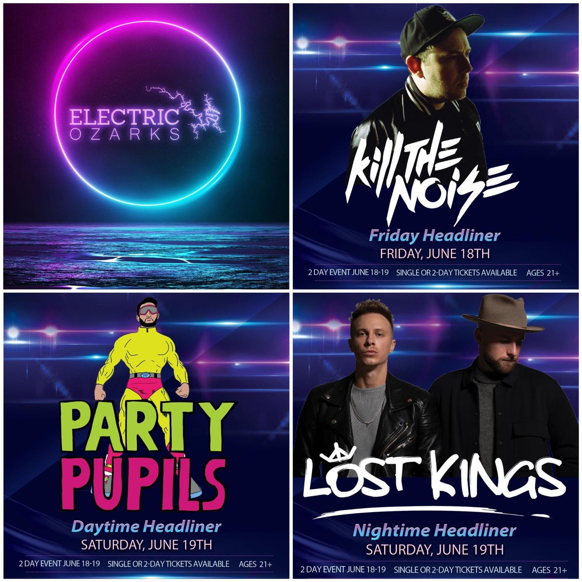 AandTV's tweet image. We’re gonna have some fun this weekend Fam!  See you Friday night 9-11 PM just before @killthenoise at #ElectricOzarks!  Cc @PartyPupils @wearelostkings @ShadyGators