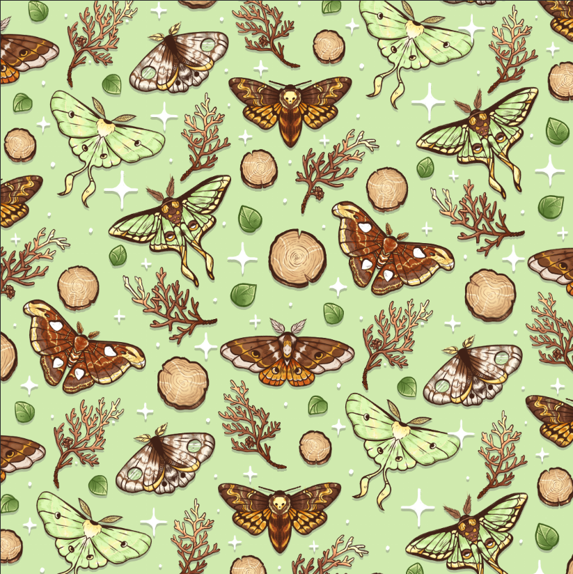 carmiico's tweet photo. i updated the moth pattern to match the rest of the line's theming!! 🦋🌿 left is new, right is old! https://t.co/IUCIgaNQ2u