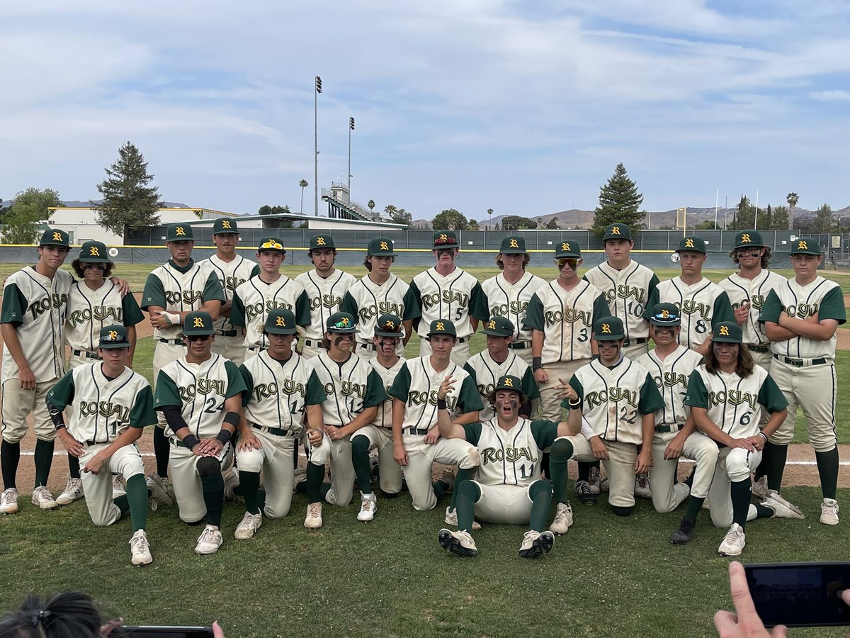 Congratulations to <a href="/baseball_royal/">Royal HS baseball</a>. With a 4-1 win today, they booked a trip to their first-ever CIF championship game!
<a href="/TheRoyalHS/">Royal High School</a> 
<a href="/SimiValleyUSD/">Simi Valley Schools</a>