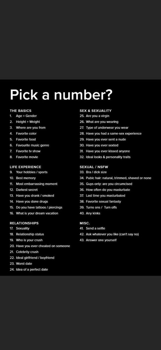 Pick a number and I will DM the answer.