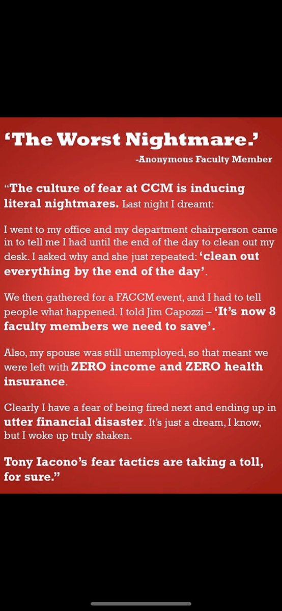 SaveCCMfaculty's tweet photo. This is NOT normal.
We reject the idea that we should continue 'as usual' under the leadership of Tony Iacono.
@ccmproud @ccm_edu @MorrisCountyNJ
#CCMsaysNOtoTonyIacono
#savetheseven #ccmshame #noconfidence #faccmstrong #njeastrong #njcommunitycolleges https://t.co/8piI34MvXh
