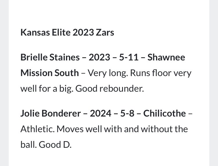 Nice work <a href="/BrielleStaines/">Brielle Staines</a> @Jolie00873419 !!  You both continue to show great improvement this Summer along with the rest of your team.  Can’t wait to get after it in July again with you!  <a href="/KansasEliteWBB/">Kansas Elite WBB</a> 
#BeElite