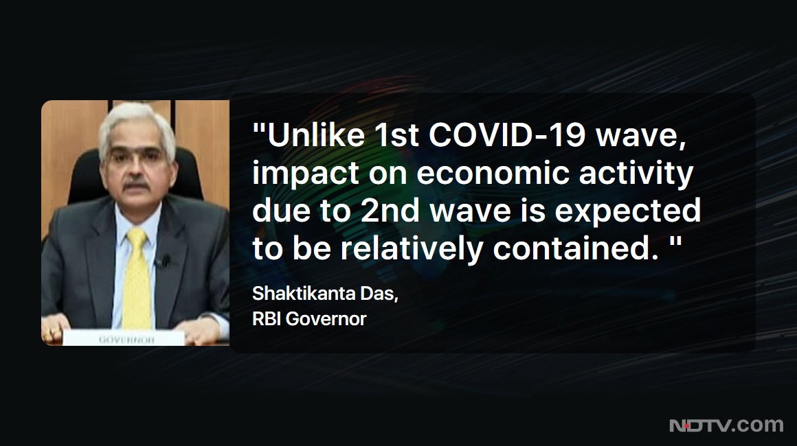 ndtv's tweet photo. RBI Governor Shaktikanta Das (@DasShaktikanta) on the impact of second wave of #COVID19 on the economy https://t.co/dSKnrDGW3w