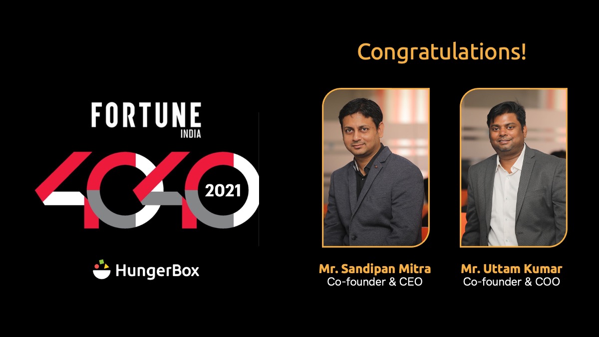 HungerBoxApp's tweet image. Delighted to share that our founders @Sandipanmitra and @Uttamkumar1007 have been featured in the Fortune #40Under40 list. Thank you @FortuneIndia for the recognition.