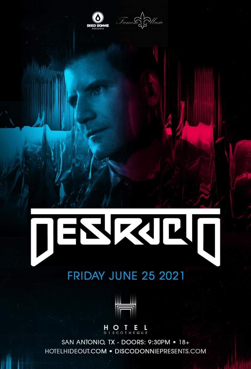 rave_hobo's tweet photo. You know we have to keep bringing down legends! Disco Donnie Presents DESTRUCTO at Hotel Disco on June 25th, so I expect all the House lovers to pull up! Stay tuned for ticket launch!
#discodonniepresents #DDPTexas #hoteldiscotheque #destructo #house #edm #music #rave #sanantonio https://t.co/axEhiUJ60h