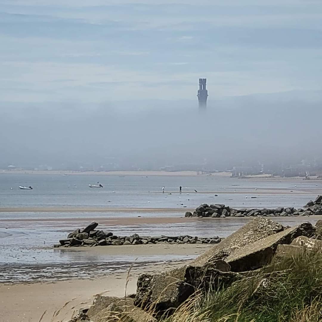 Iddybud's tweet image. This morning you could see the top of @PilgrimMonument in #Provincetown, the rest was shrouded in fog. #capecodimages by @iddybud
