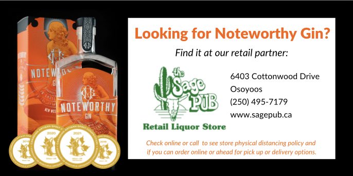 NoteworthyGin's tweet photo. #ThirstyThursday! Ready for #NoteworthyCocktails on the patio? If you’re in Osoyoos, find us at our partner @SagePubOsoyoos Liquor Store
#GTtime #ShopLocalStayLocal https://t.co/MdDKxd4vSu