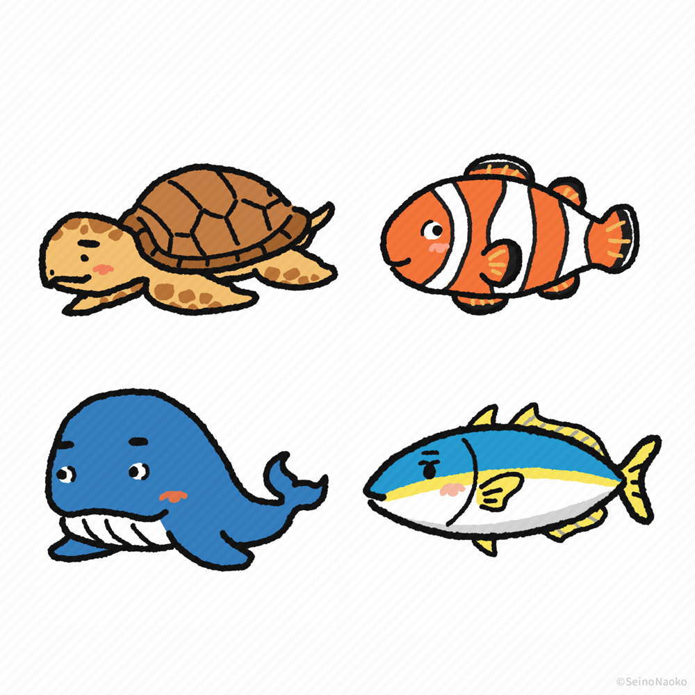 清野７０５ イラスト 漫画 いろんな海の動物 705イラスト アプリイラスト 動物イラスト 海の動物
