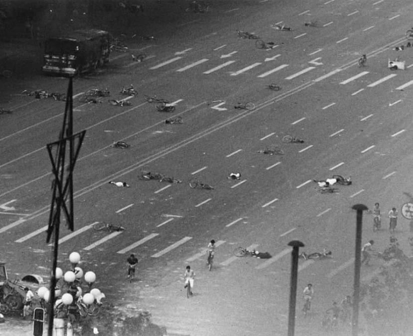 The "tank man" picture is the most iconic #TiananmenSquareMassacre picture, but to me, this one is more jarring