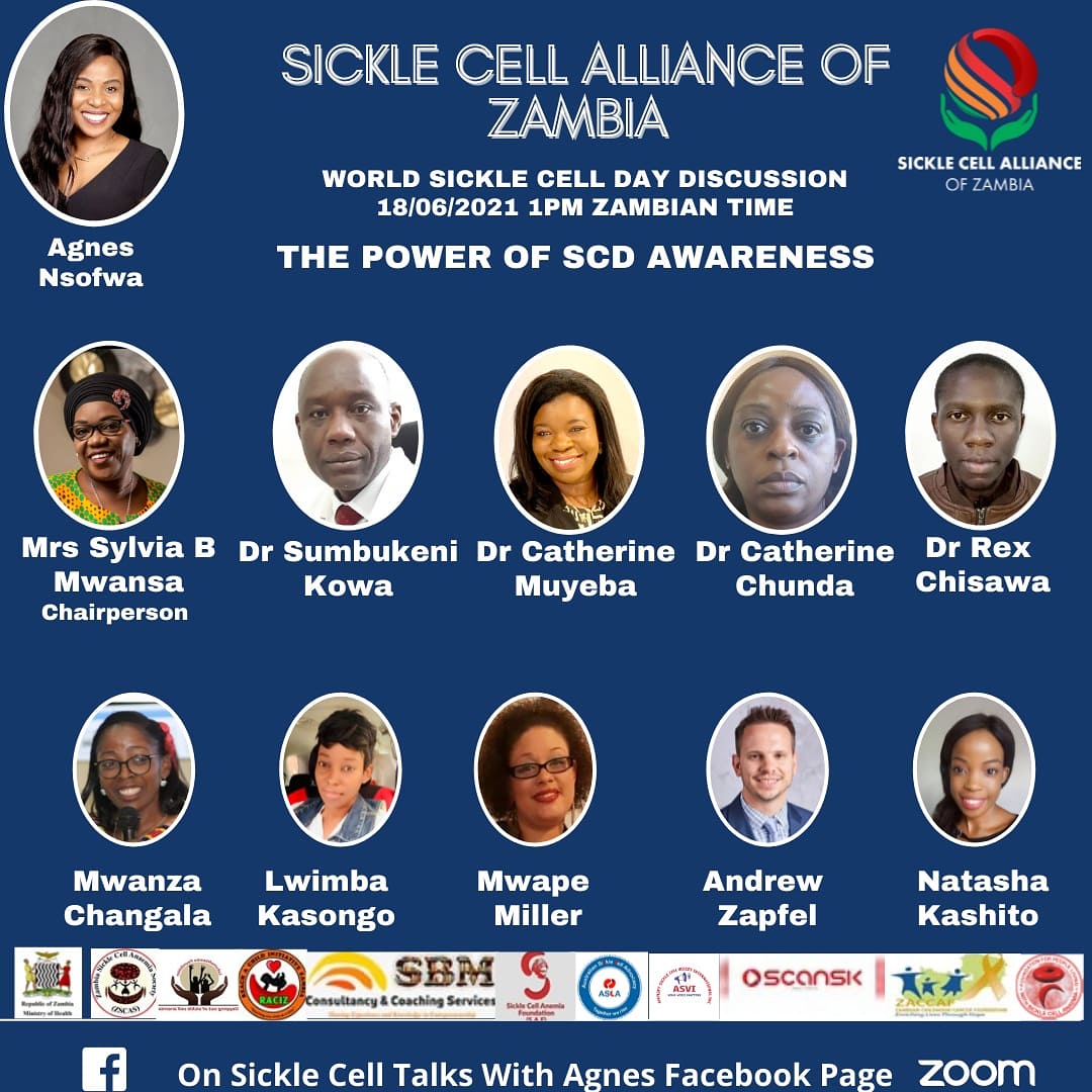 scd_talks's tweet photo. The Sickle Cell Alliance of Zambia ( SCAZ) is cordially inviting you to The World Sickle Cell Awareness Discussion - The Power of Sickle Cell Awareness.
#SCAZ is a group of sickle cell organisations in Zambia who have come together to speak one voice.
#OneVoice https://t.co/COBnDiWl59