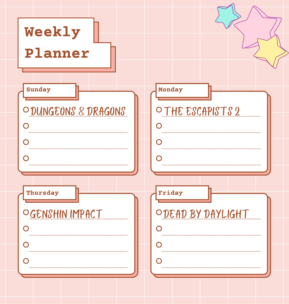 sydrieth's tweet photo. Here is this week's stream schedule starting back this Sunday!! Check out the in depth schedule @ https://t.co/EywB9dEzEF https://t.co/sTxBdJlmsc