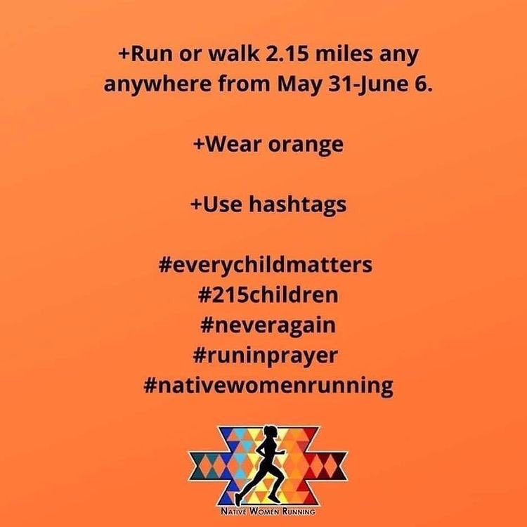 sarahlorae's tweet photo. Running today for the 215 children.  In support of #nativewomenrunning #everychildmatters #215children #NeverAgain #runinprayer https://t.co/TMI2lBpK9H