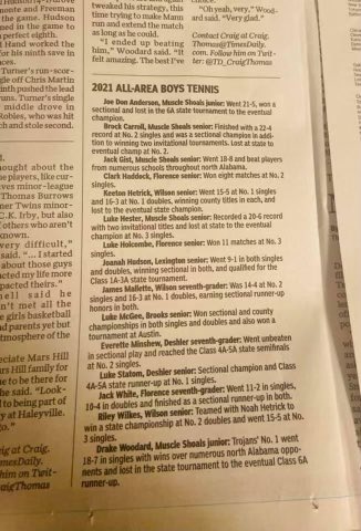 Super proud of Everette and Luke for getting on the TimesDaily All Area Boys tennis team!!