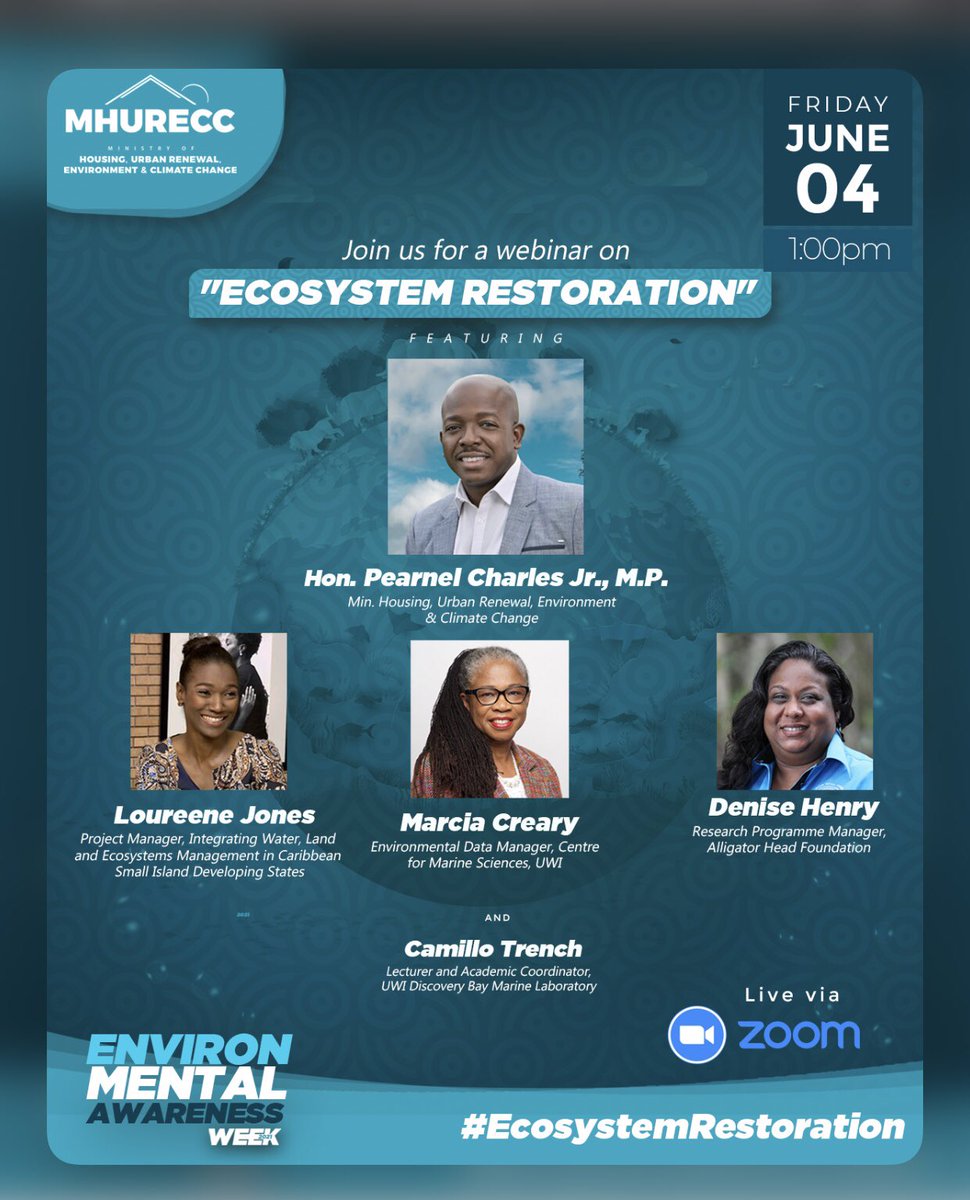 pcharlesjr's tweet photo. Join us tomorrow, Friday June 4 at 1:00pm for our National Environmental Awareness Week Webinar. 

Theme: “Ecosystem Restoration: The Jamaican Context” 

Register at link below👇🏾

https://t.co/naxiHmyVHo 

#NationalEnvironmentalAwarenessWeek #NEAWeek #EcosystemRestoration https://t.co/q7QhaH1isz