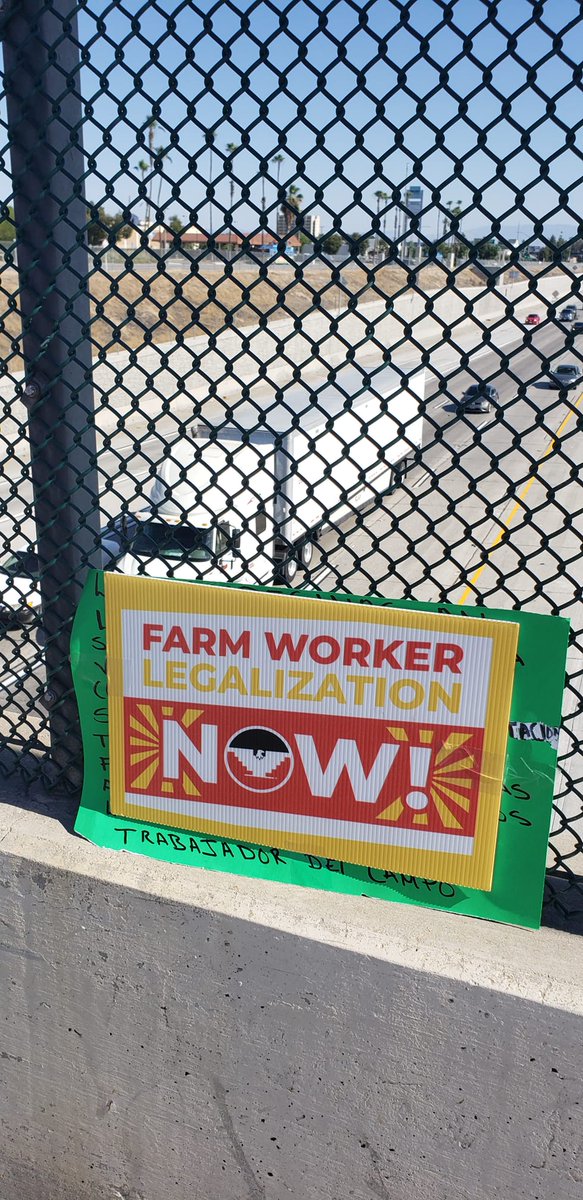 UFWupdates's tweet photo. Despite temperatures passing 105°, farm workers were at Bakersfield's popular intersection of Highway 99 and Ming yesterday, at the start of 4 pm rush hour, sharing their message asking for #FarmWorkerLegalization now.  #WeAreHome https://t.co/BCbfcLTbSk